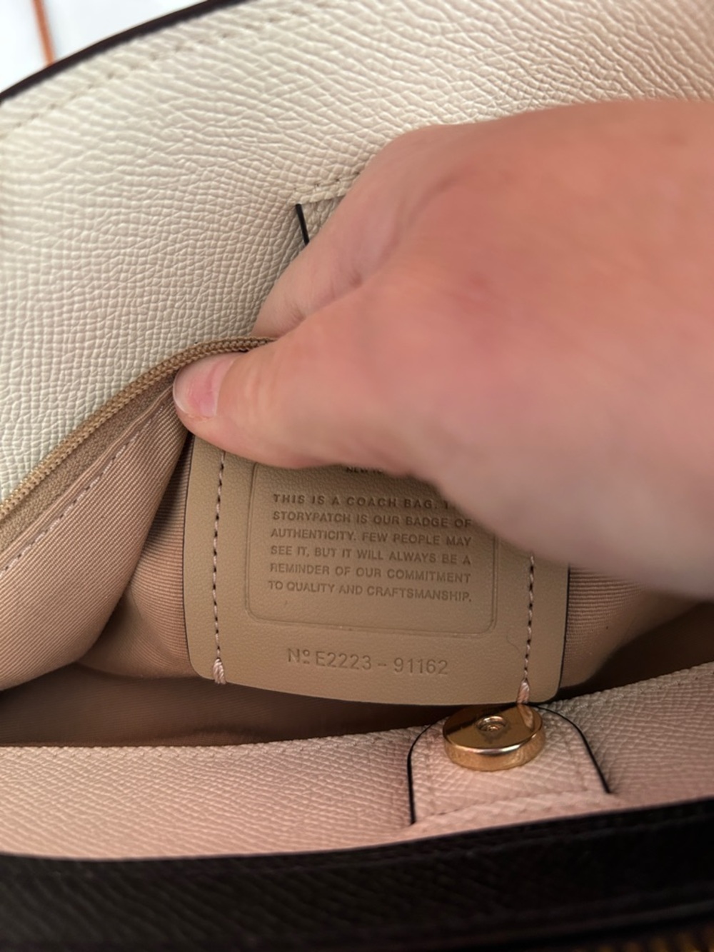Coach Cream Leather Satchel with Black Handles and Strap - Picture 10 of 16